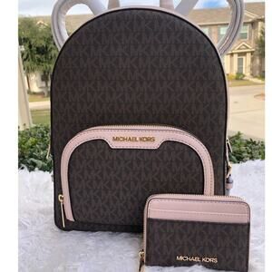 Michael Kors Backpack Bag Jaycee Md & Jet Set Trvl Medium Zip Around Card Case